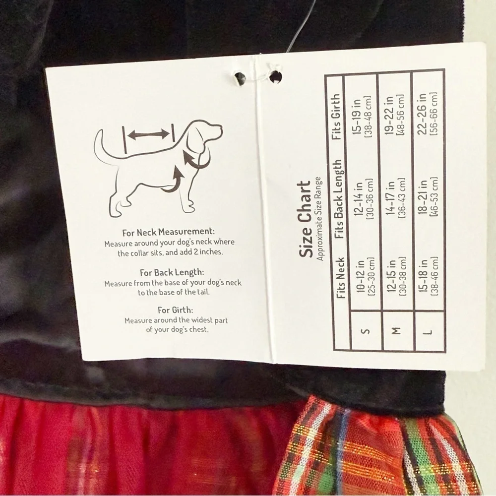New FAB DOG Black Red Plaid Dog Dress Skull & Crossbones Studs Size L See Chart